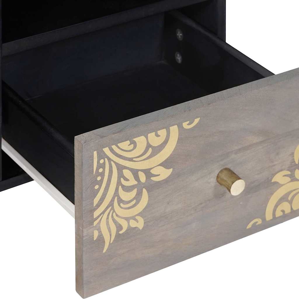 TV Cabinet with Drawer Grey 100 x 33 x 46 cm Solid Mango Wood