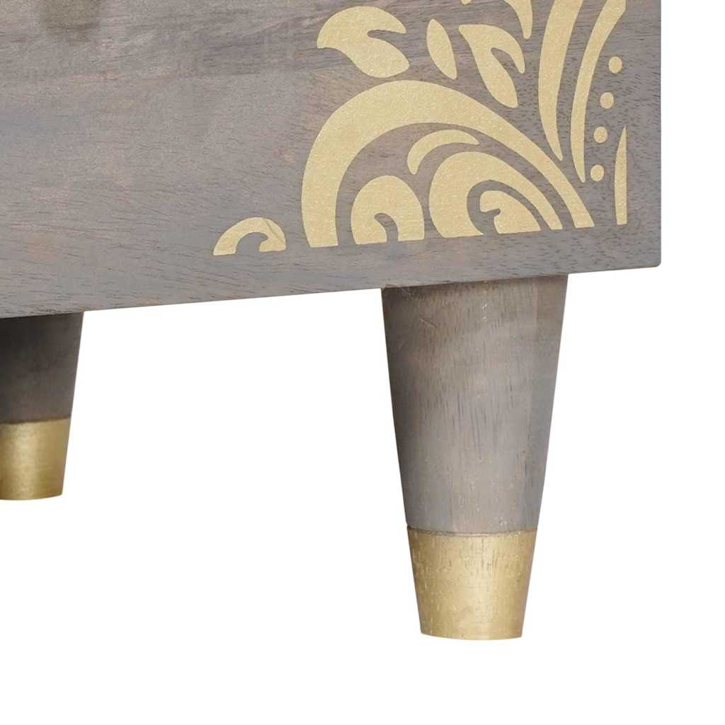 TV Cabinet with Drawer Grey 100 x 33 x 46 cm Solid Mango Wood