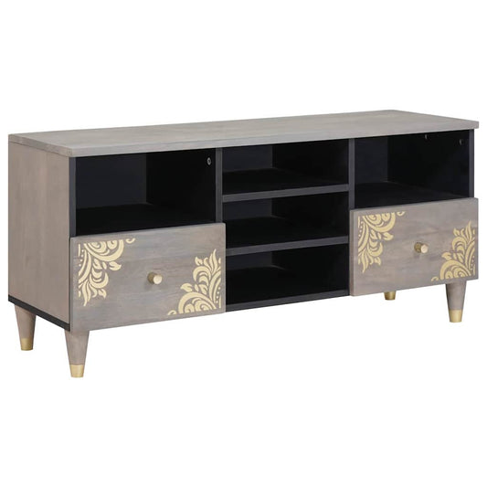 TV Cabinet with Drawer Grey 100 x 33 x 46 cm Solid Mango Wood