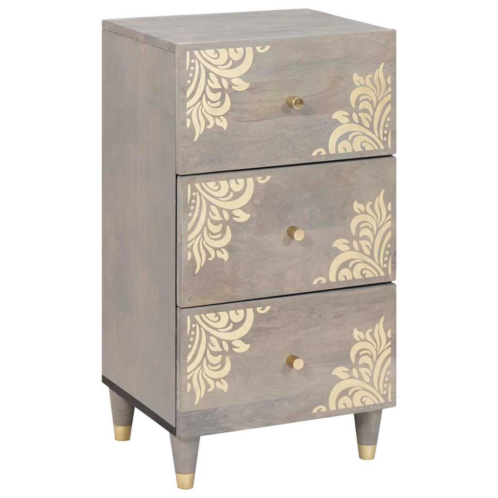 Sideboard Grey and Gold 40 x 33 x 75 cm Solid Mango Wood