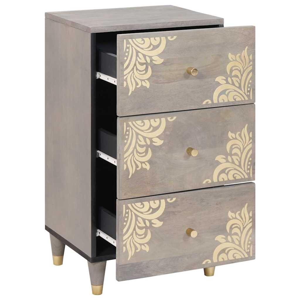 Sideboard Grey and Gold 40 x 33 x 75 cm Solid Mango Wood