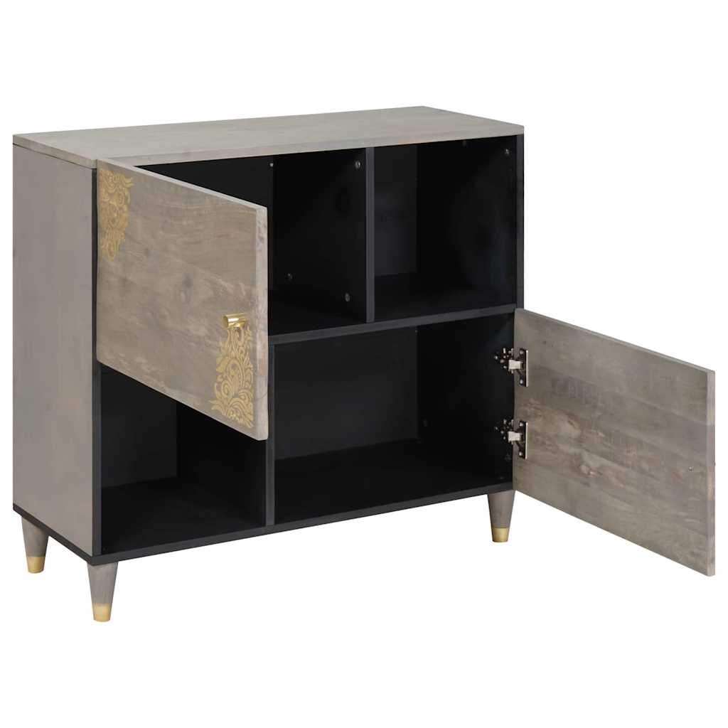 Sideboard Grey and Gold 80 x 33 x 75 cm Solid Mango Wood