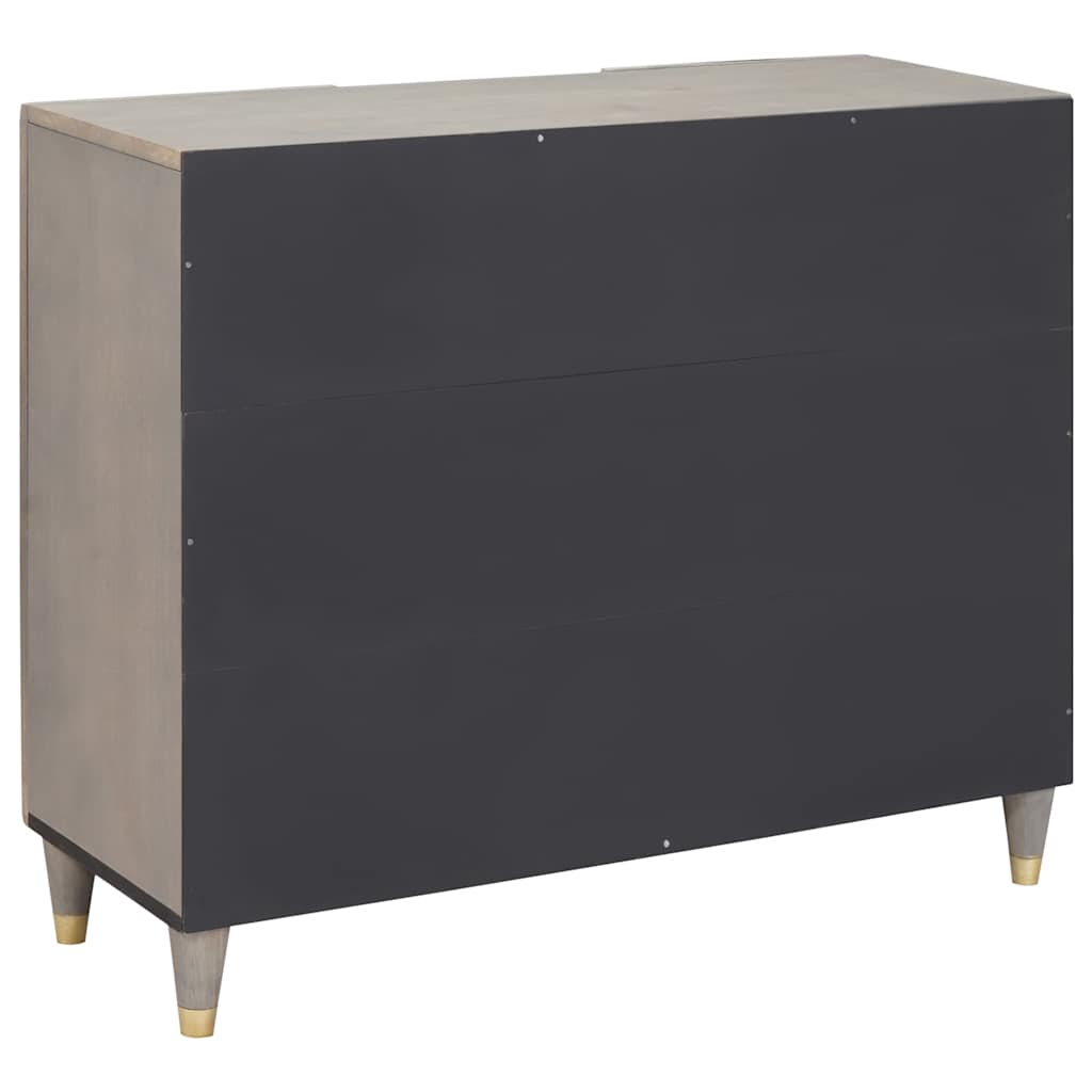 Sideboard Grey and Gold 90 x 33 x 75 cm Solid Mango Wood