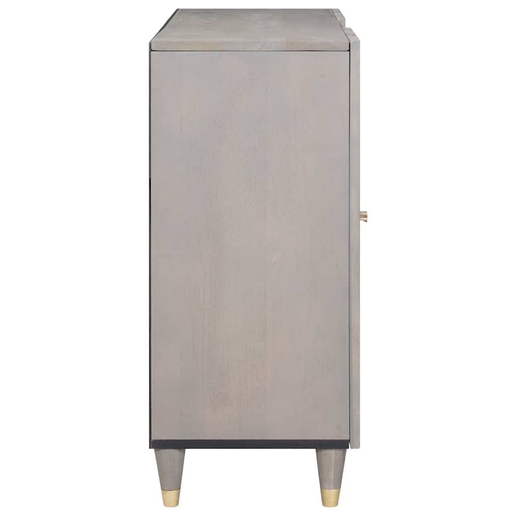 Sideboard Grey and Gold 90 x 33 x 75 cm Solid Mango Wood