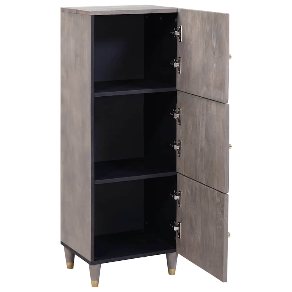 Highboard Grey and Gold 40 x 33 x 110 cm Solid Mango Wood