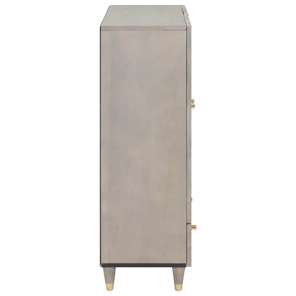 Highboard Grey and Gold 60 x 33 x 100 cm Solid Mango Wood