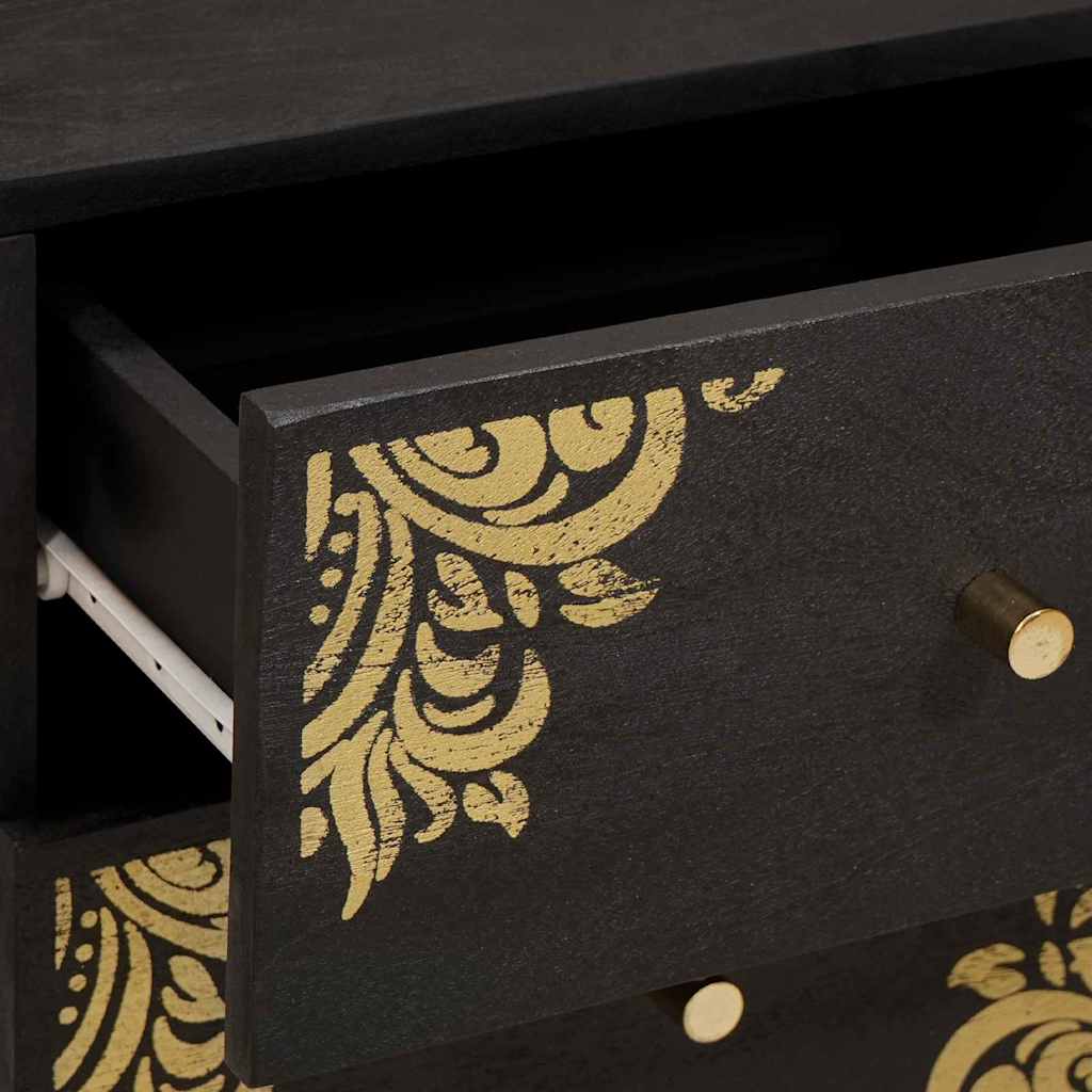 Bedside Cabinet Black 40 x 33 x 46 cm Solid Mango Wood