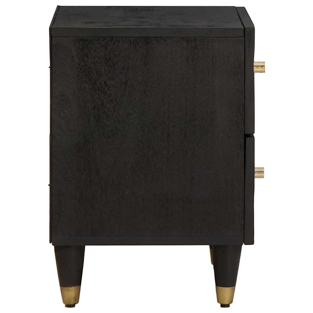 Bedside Cabinet 2 pcs Black 40 x 33 x 46 cm Solid Mango Wood