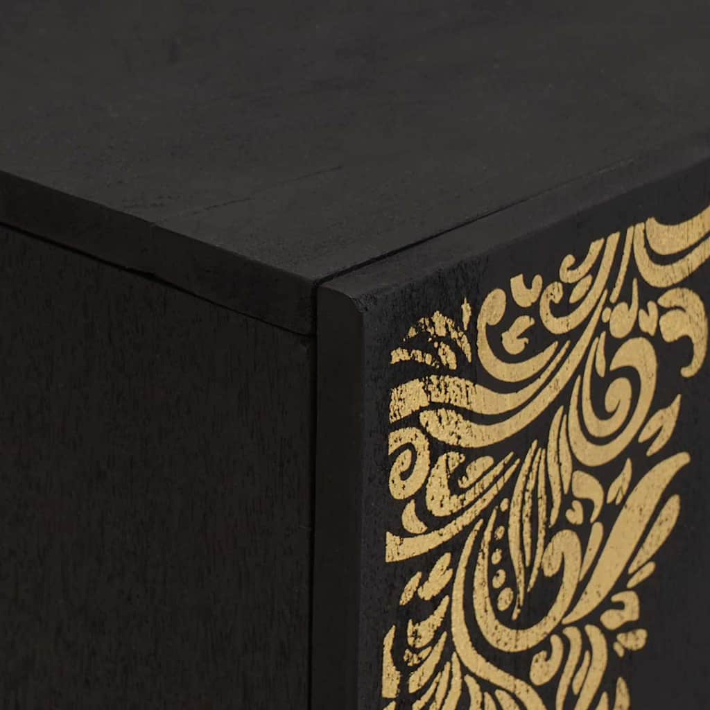 TV Cabinet with Shelf Black 105 x 33 x 46 cm Solid Mango Wood