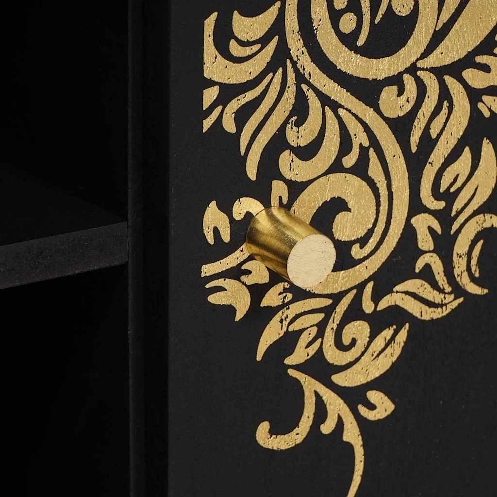 TV Cabinet with Shelf Black 105 x 33 x 46 cm Solid Mango Wood