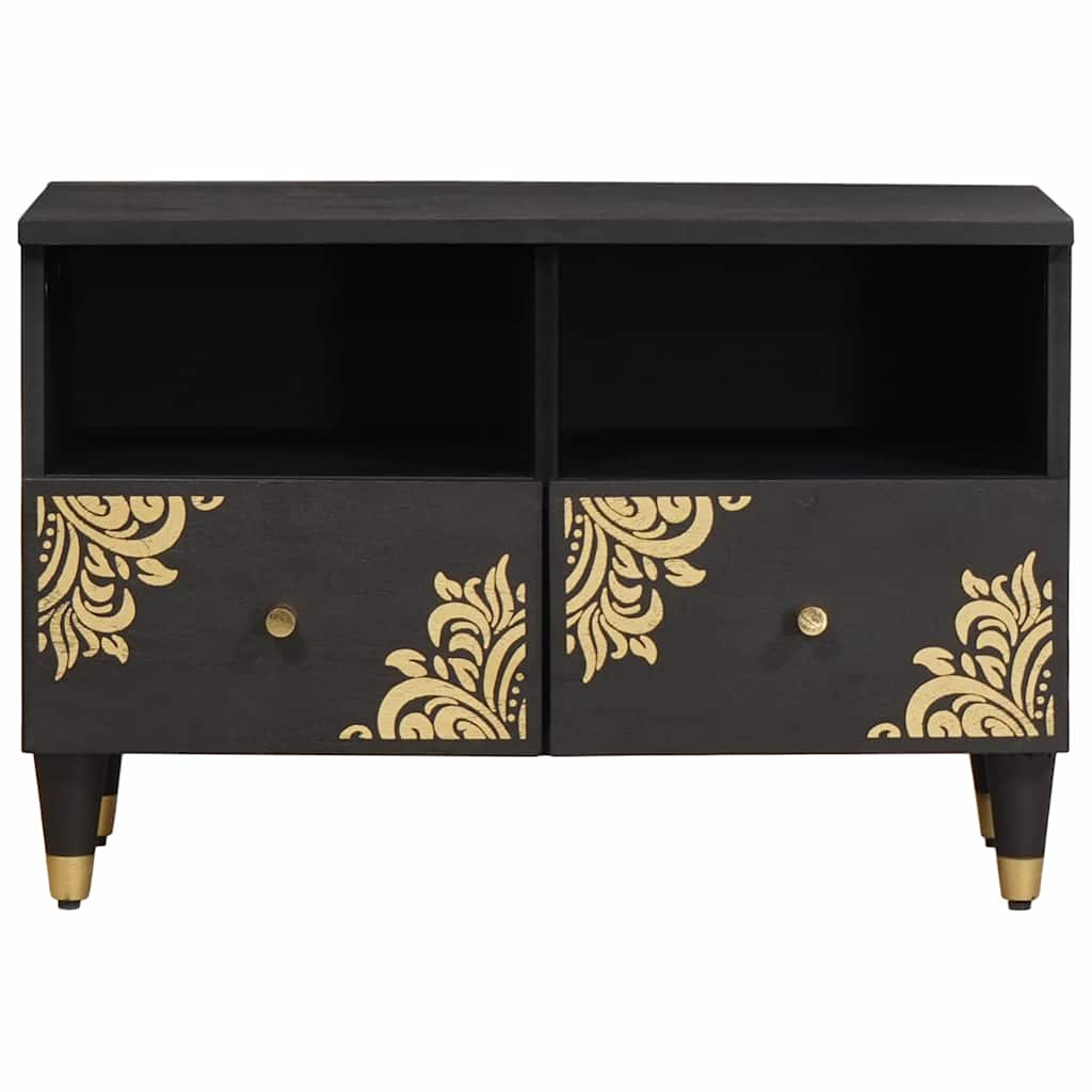TV Cabinet with Drawer Black 70 x 33 x 46 cm Solid Mango Wood