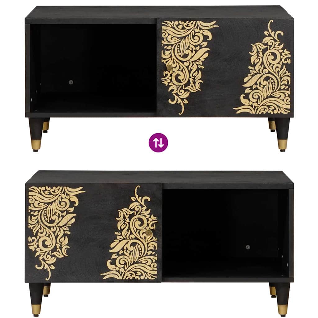 Coffee Table Black 80 x 50 x 40 cm Solid Mango Wood