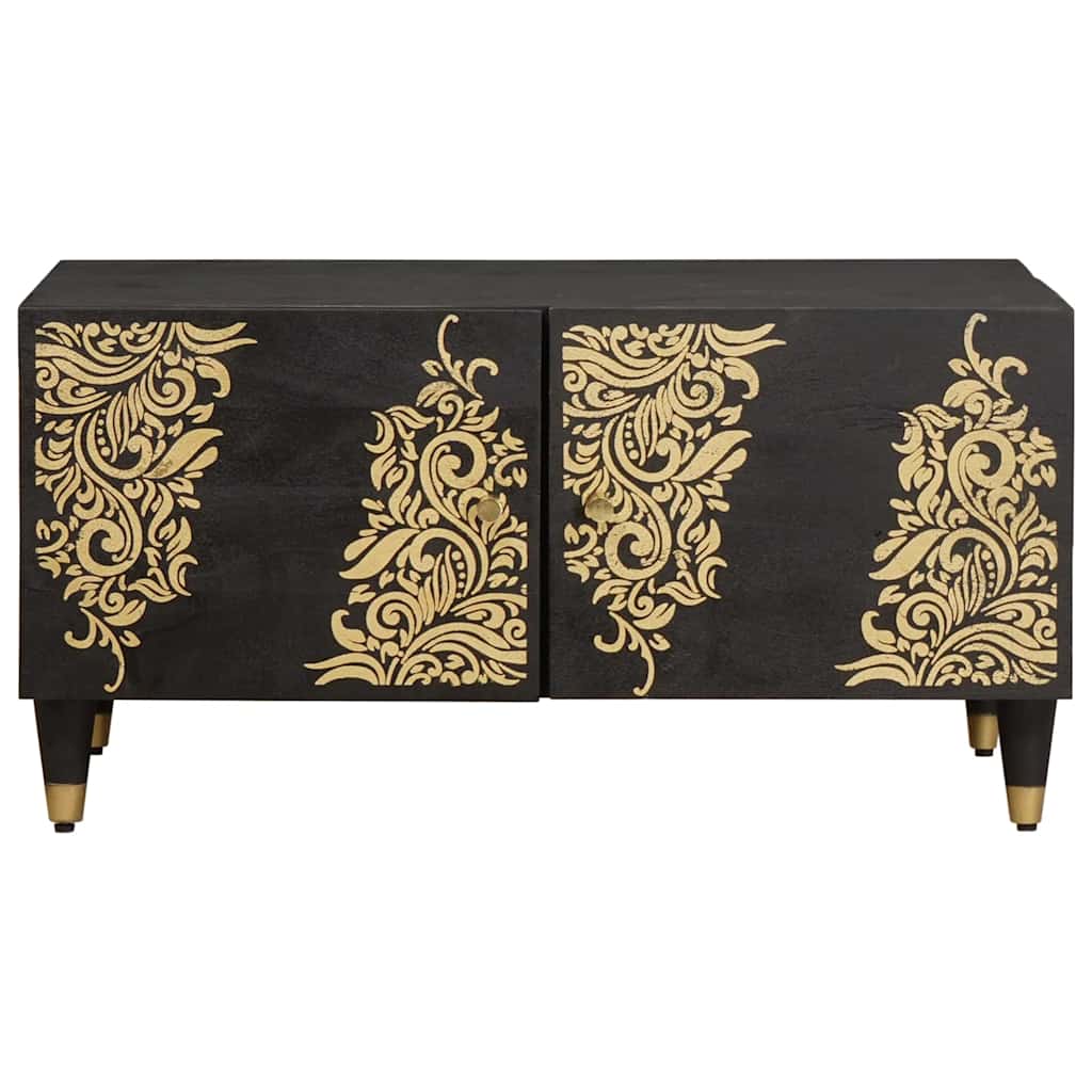 Coffee Table Black 80 x 50 x 40 cm Solid Mango Wood