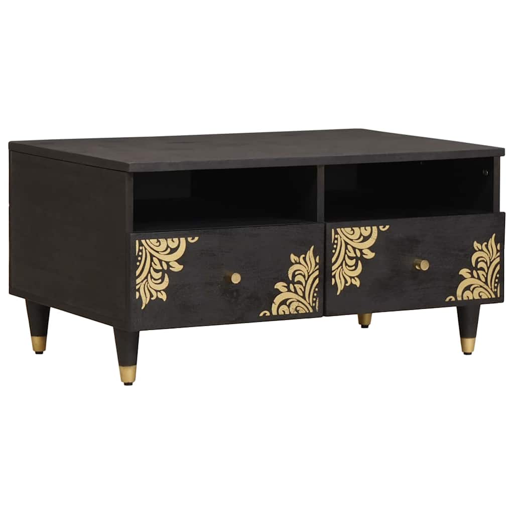Coffee Table with Drawer Black 80 x 54 x 40 cm Solid Mango Wood