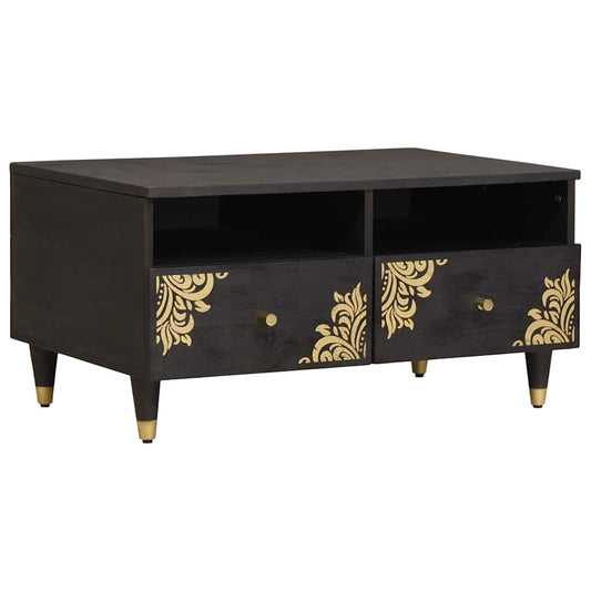 Coffee Table with Drawer Black 80 x 54 x 40 cm Solid Mango Wood