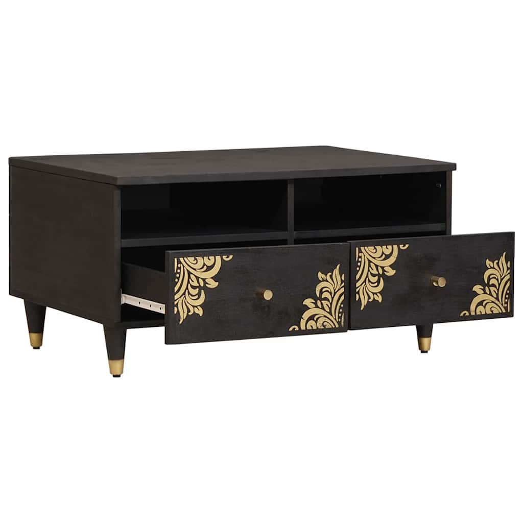 Coffee Table with Drawer Black 80 x 54 x 40 cm Solid Mango Wood