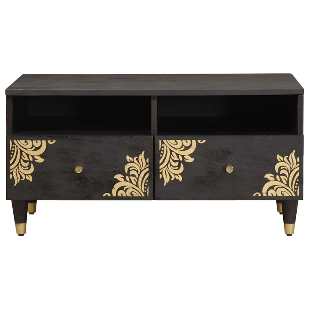 Coffee Table with Drawer Black 80 x 54 x 40 cm Solid Mango Wood