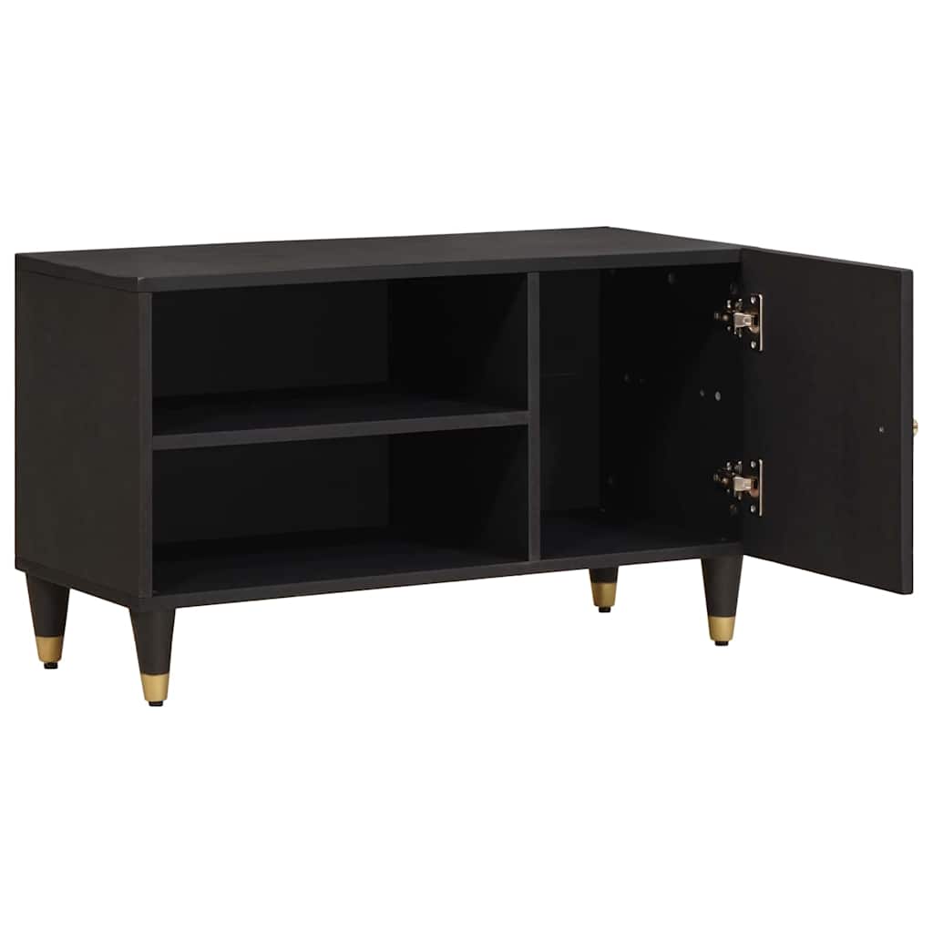 TV Cabinet with Shelf Black 80 x 33 x 46 cm Solid Mango Wood