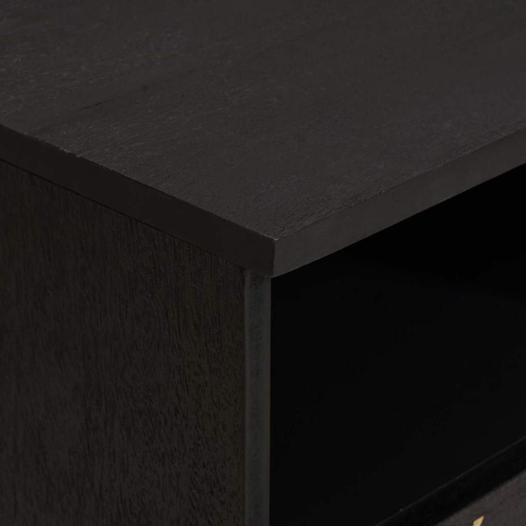 TV Cabinet with Drawer Black 100 x 33 x 46 cm Solid Mango Wood