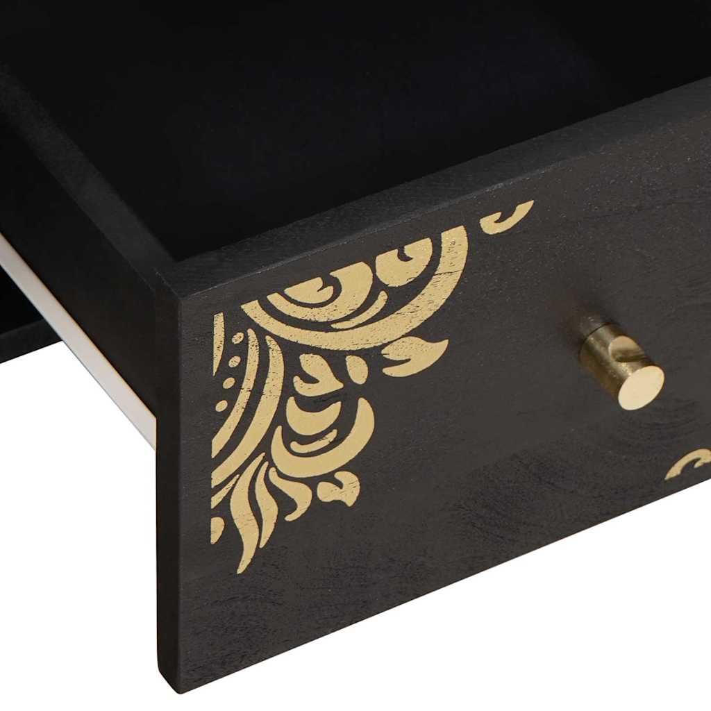 TV Cabinet with Drawer Black 100 x 33 x 46 cm Solid Mango Wood