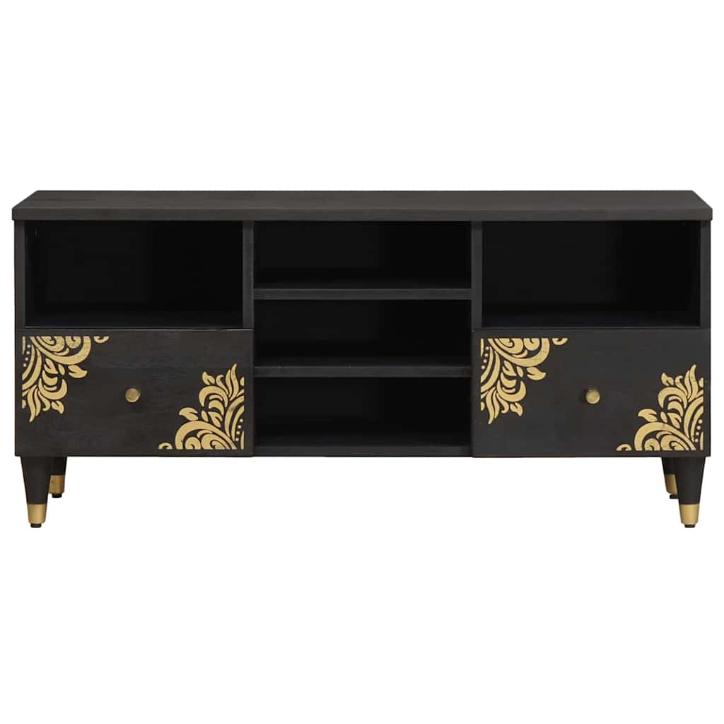 TV Cabinet with Drawer Black 100 x 33 x 46 cm Solid Mango Wood