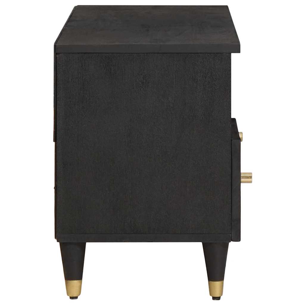 TV Cabinet with Drawer Black 100 x 33 x 46 cm Solid Mango Wood