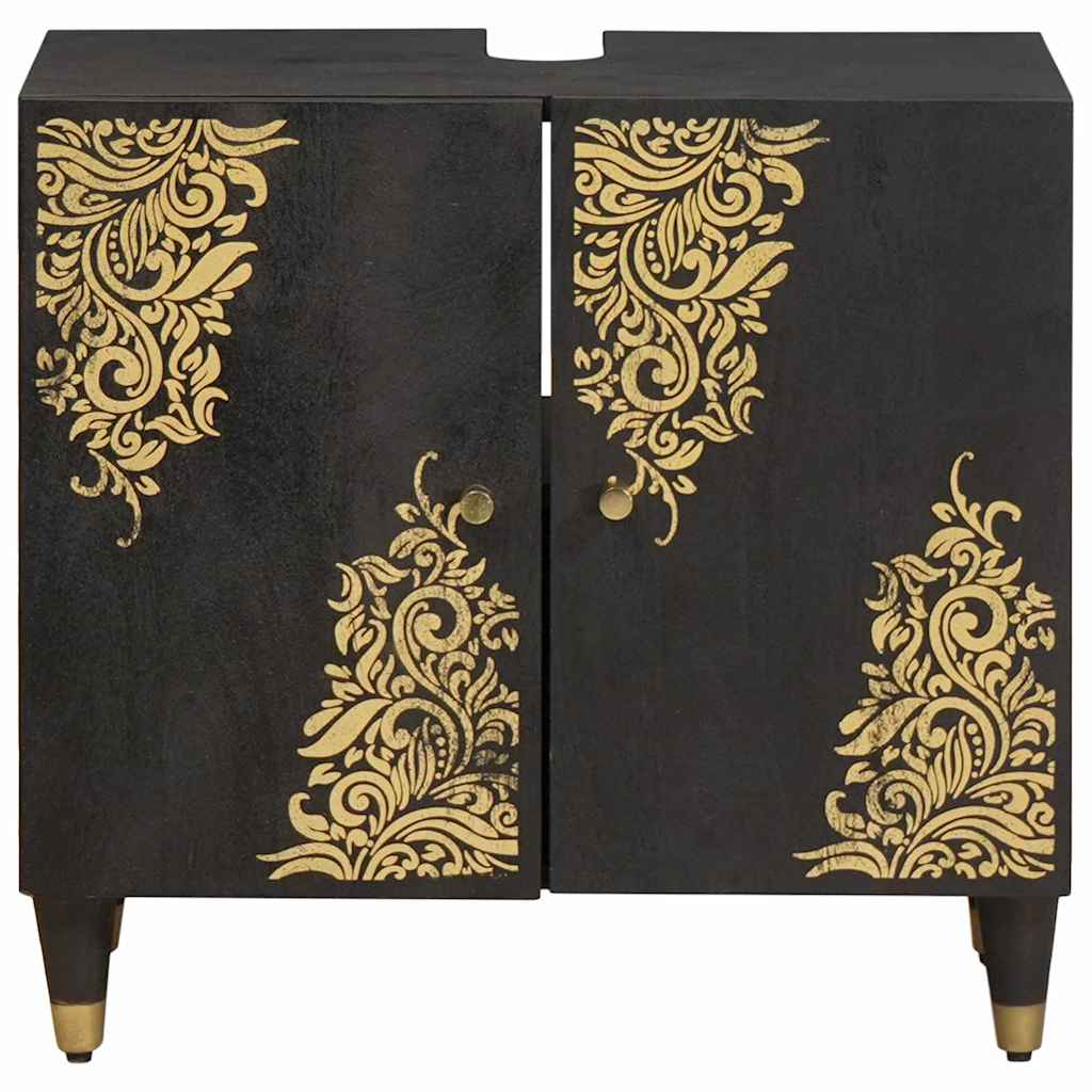 Sink cabinet with Door Black 62 x 33 x 58 cm Solid Mango Wood