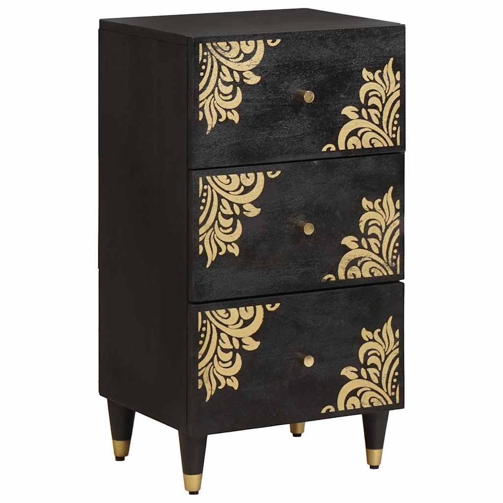 Sideboard with Drawer Black 40 x 33 x 75 cm Solid Mango Wood