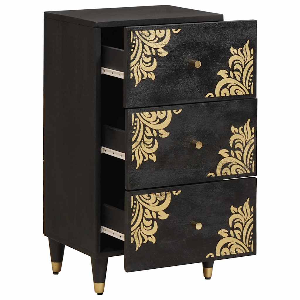 Sideboard with Drawer Black 40 x 33 x 75 cm Solid Mango Wood