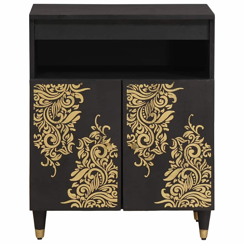 Sideboard with Shelf Black 60 x 33 x 75 cm Solid Mango Wood