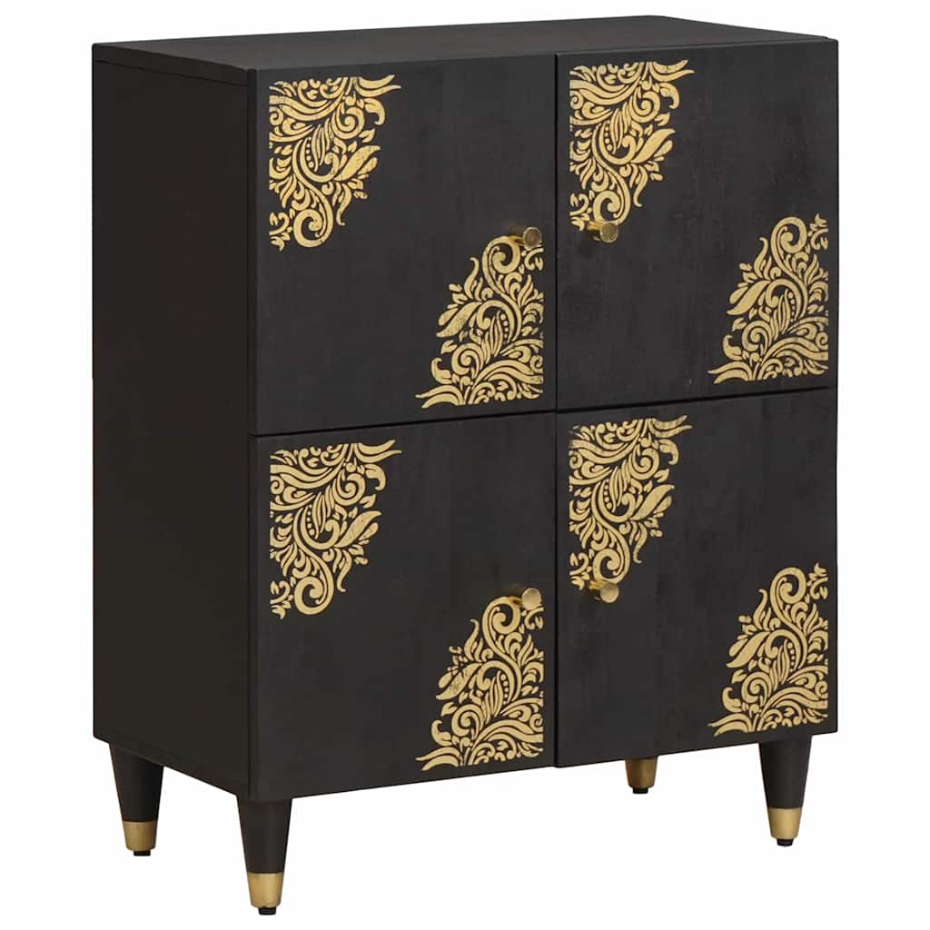 Sideboard with Shelf Black 60 x 33 x 75 cm Solid Mango Wood