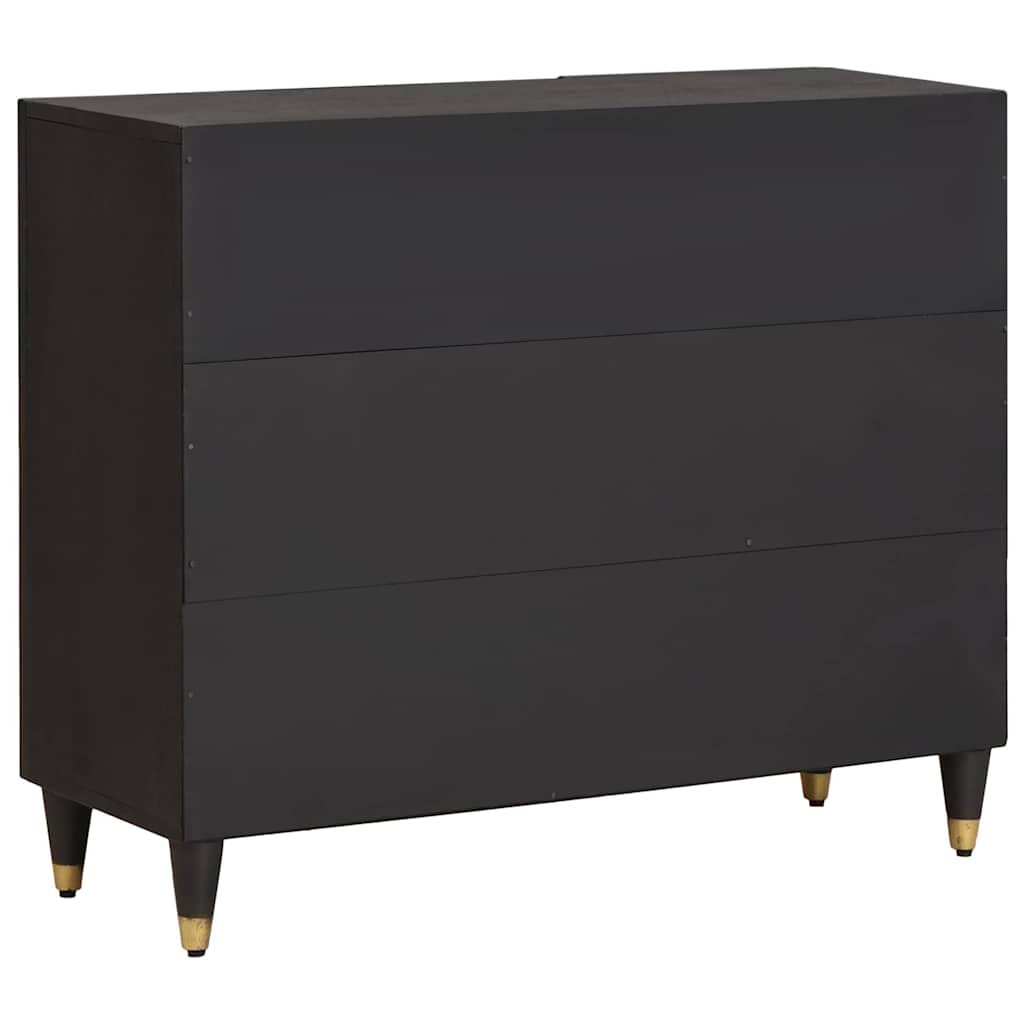 Sideboard with Shelf Black 90 x 33 x 75 cm Solid Mango Wood