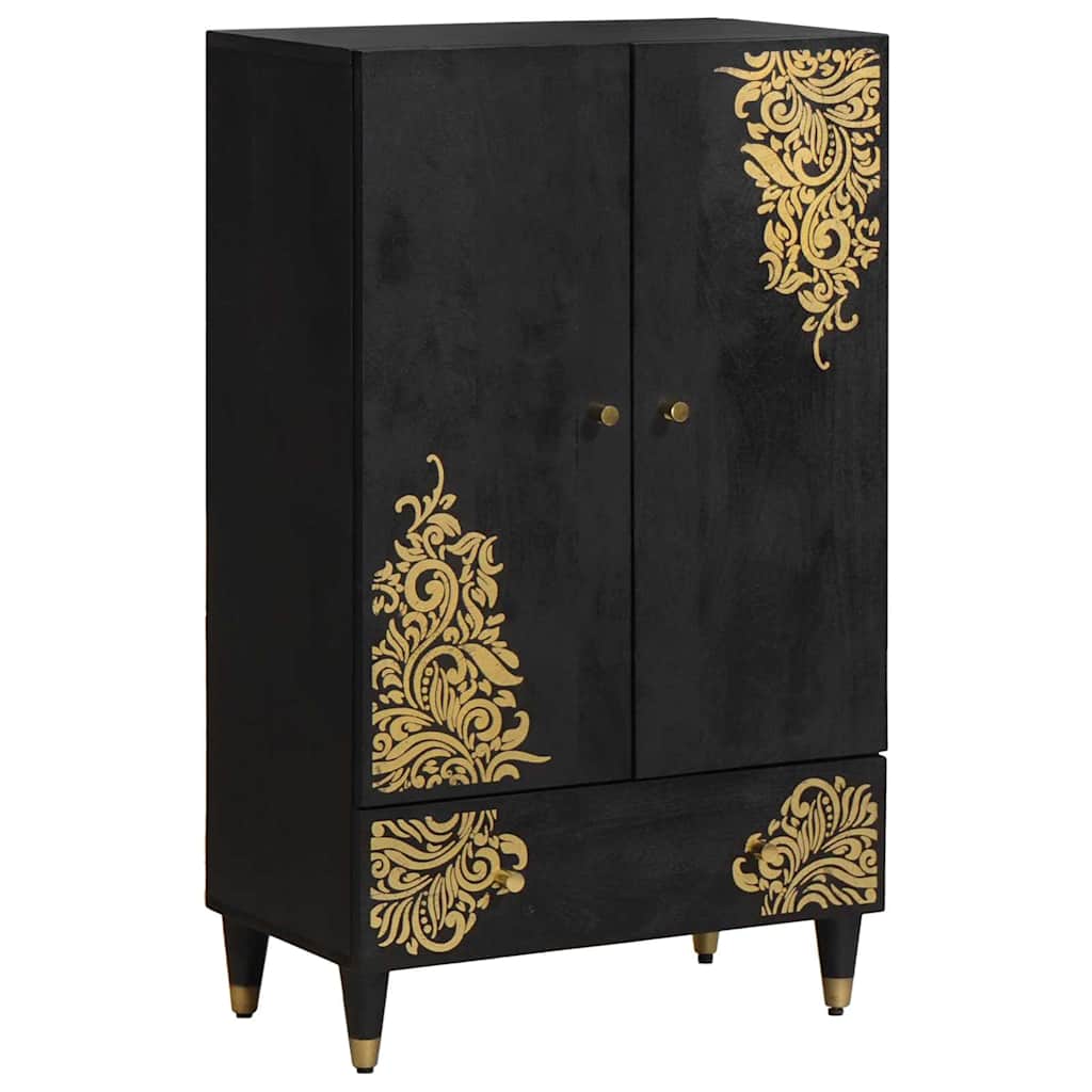 Highboard with Drawer Black 60 x 33 x 100 cm Solid Mango Wood