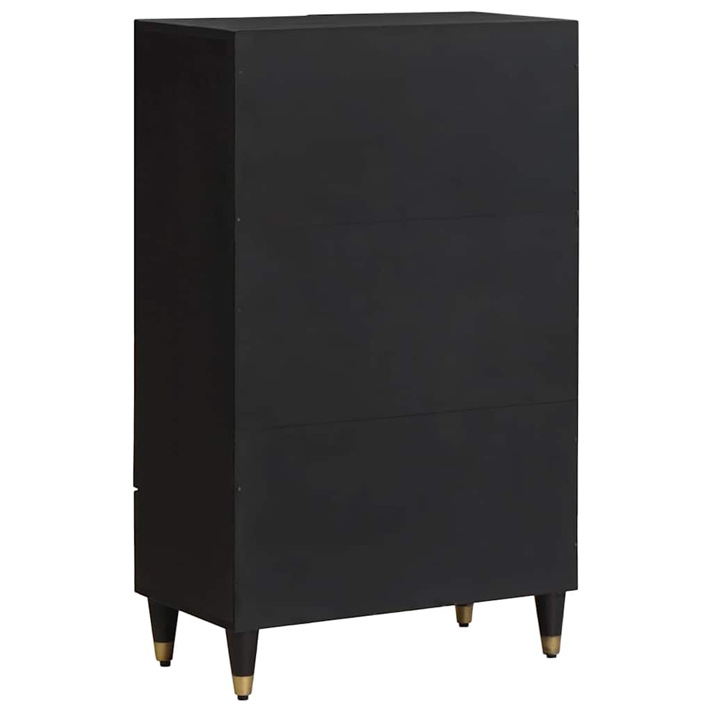 Highboard with Drawer Black 60 x 33 x 100 cm Solid Mango Wood