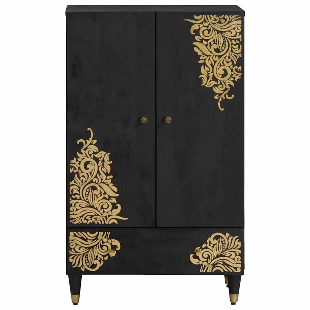 Highboard with Drawer Black 60 x 33 x 100 cm Solid Mango Wood