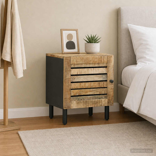 Bedside Table Natural 40 x 33 x 46 cm Solid Mango Wood