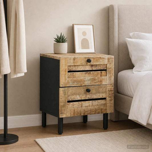Bedside Table Natural 40 x 33 x 46 cm Solid Mango Wood