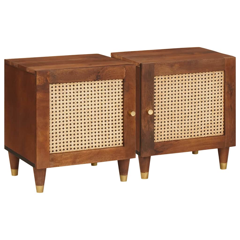 Bedside Cabinet 2 pcs Brown 40 x 33.5 x 46 cm Solid Acacia wood