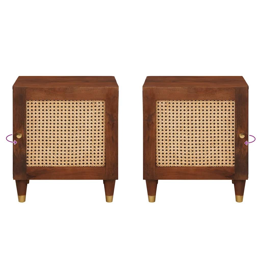 Bedside Cabinet 2 pcs Brown 40 x 33.5 x 46 cm Solid Acacia wood