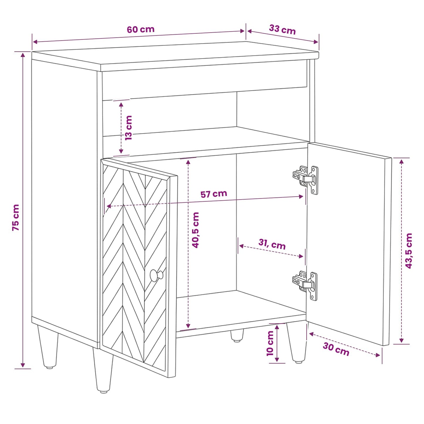Storage Cabinets Brown 60 x 33.5 x 75 cm Solid Mango Wood