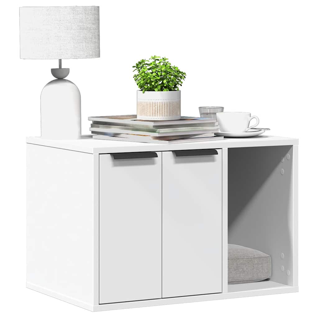 857724 vidaXL Cat Litter Box Enclosure White 60x40x40 cm Engineered Wood