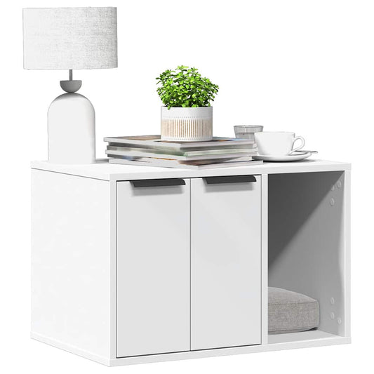 857724 vidaXL Cat Litter Box Enclosure White 60x40x40 cm Engineered Wood
