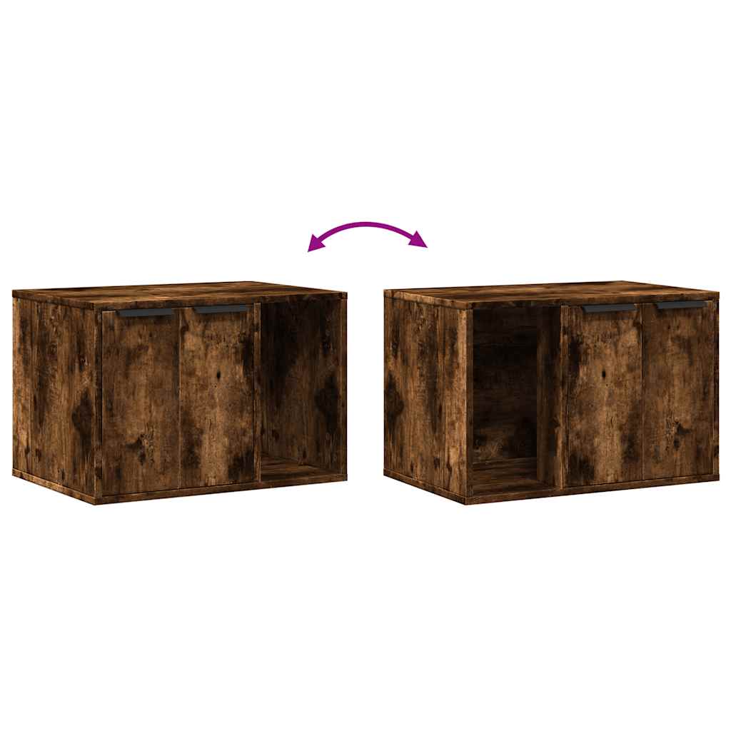 Cat Litter Box Enclosure Smoked Oak 60x40x40 cm Engineered Wood