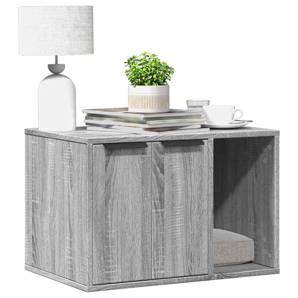 Cat Litter Box Enclosure Grey Sonoma 60x40x40 cm Engineered Wood