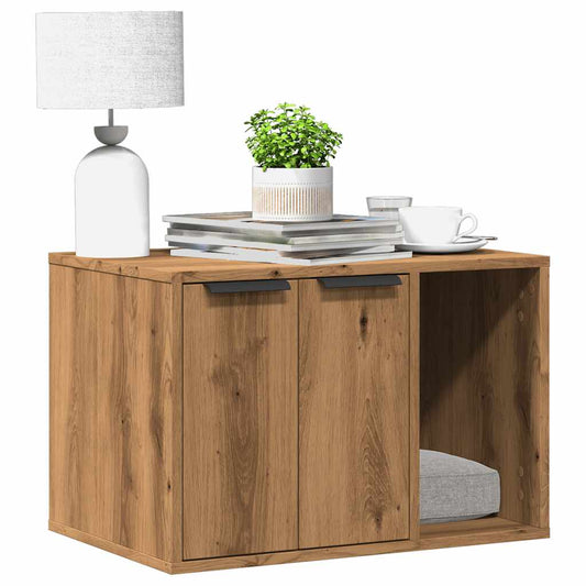 Cat Litter Box Enclosure Artisian Oak 60x40x40 cm Engineered Wood