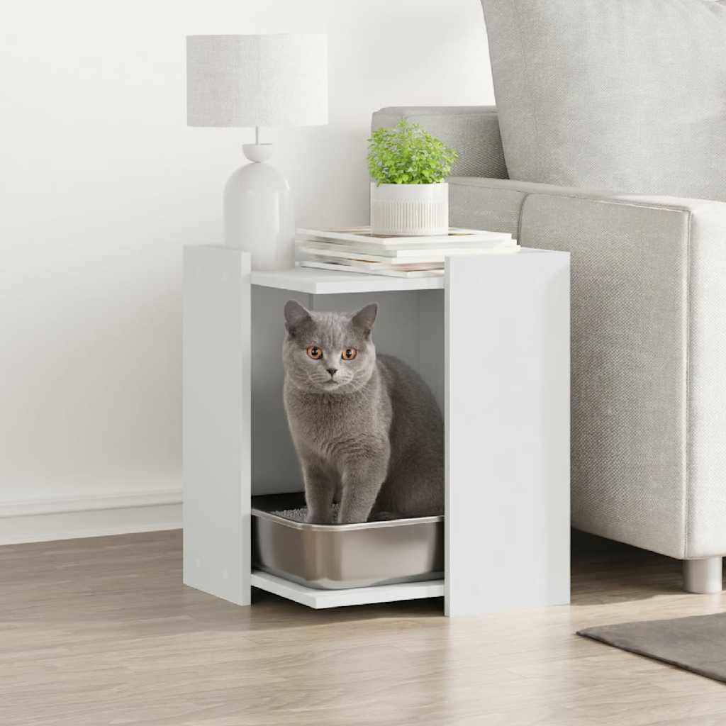 Cat Litter Box Enclosure White 42x42x51 cm Engineered Wood