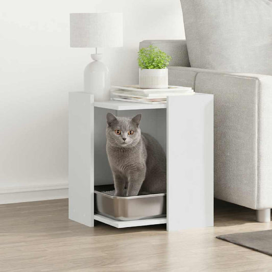 Cat Litter Box Enclosure White 42 x 42 x 51 cm