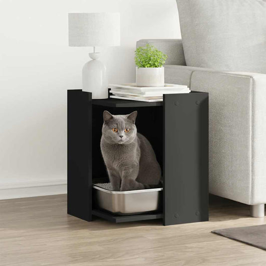 Cat Litter Box Enclosure Black 42 x 42 x 51 cm