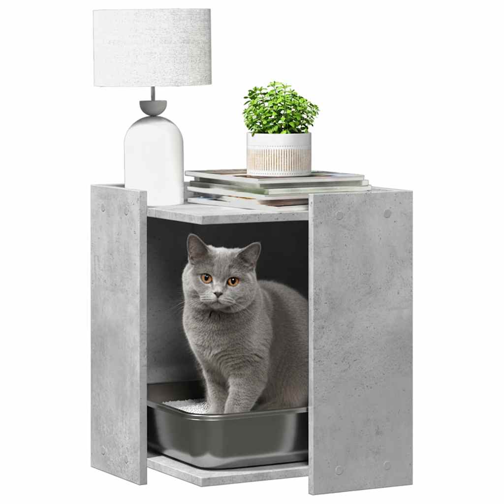 Cat Litter Box Enclosure Concrete Grey 42x42x51 cm Engineered Wood