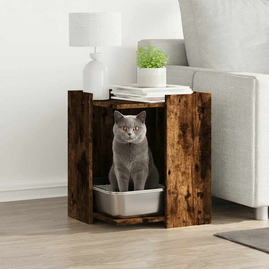 Cat Litter Box Enclosure Smoked Oak 42 x 42 x 51 cm